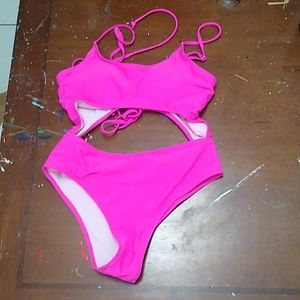 Hot pink one piece bathing suit